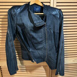 Comme Denim & Leather-Like Trim Jacket